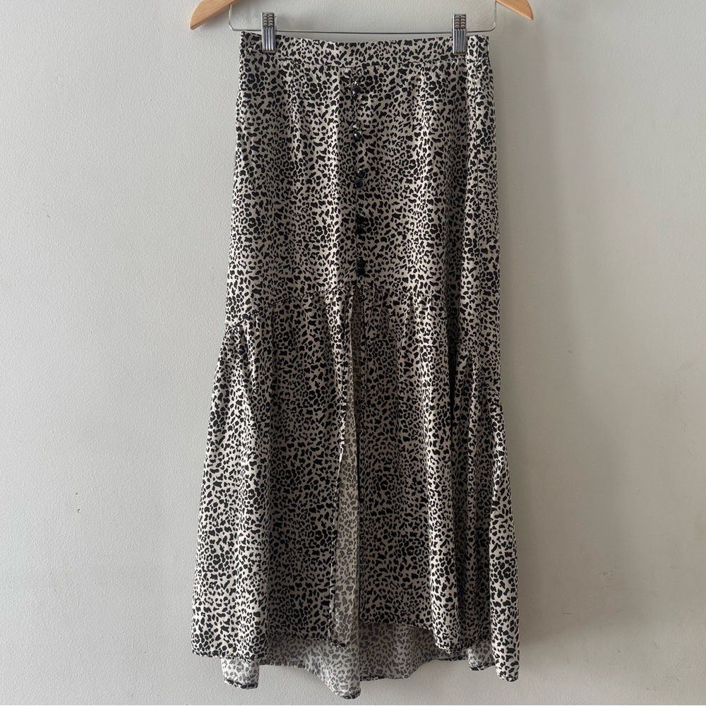Gef France skirt, sz Small, maxi, midi, animal print, button, fit & flare, flowy